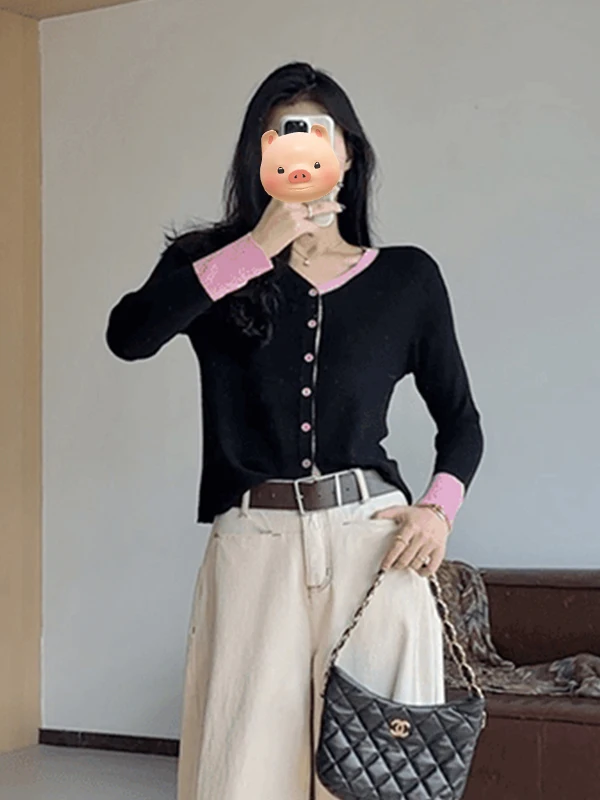 

Color Blo, облегающий вязаный свитер, женская весенне-осенняя верхняя одежда, дизайнерское повседневное длинное пальто Sve