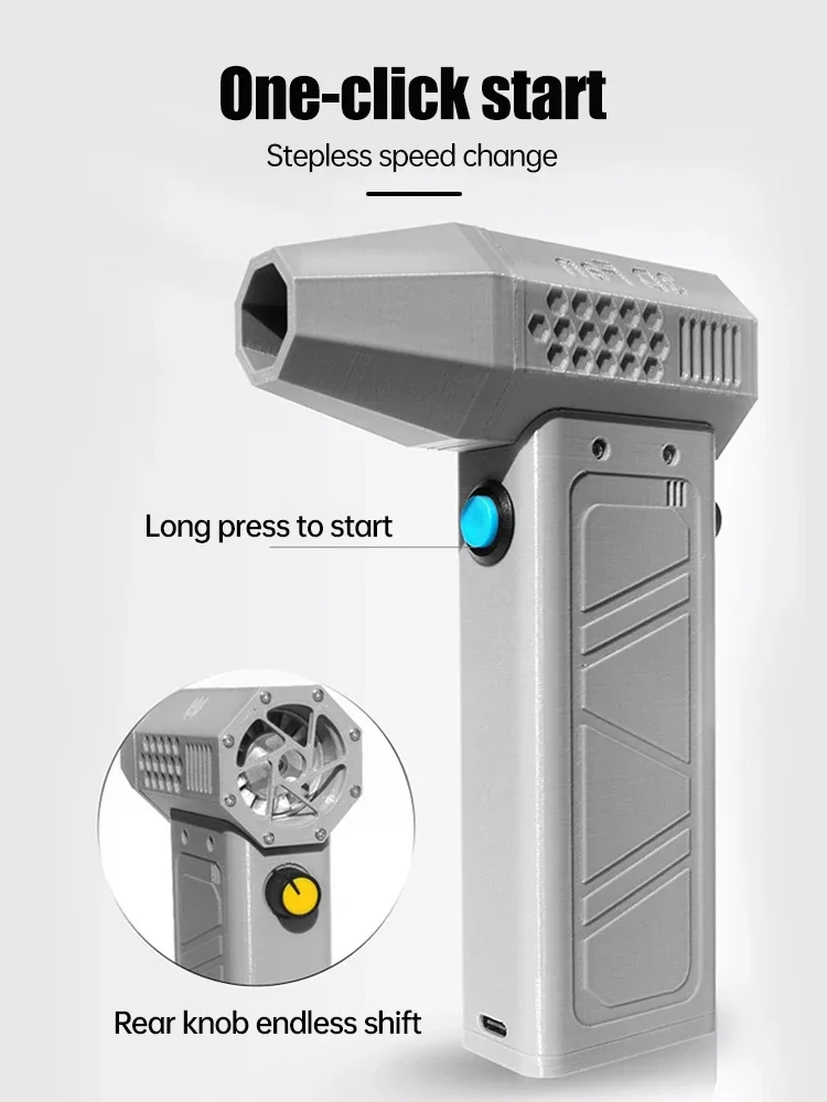 미니 터보 제트 선풍기 브러시리스 모터 휴대용 덕트 선풍기, 140000RPM, 52 M/S, 선풍기 C타입 충전,