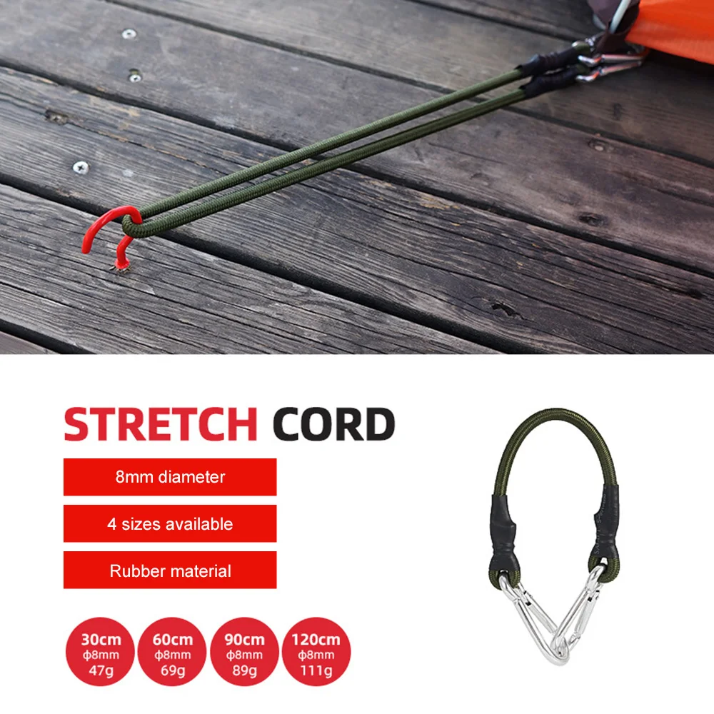 Bungee Cord Straps Cords Carabiner Clip Lashing Luggage Tie Elastic Strap Outdoor Luggage Strap Stretch Camping Equipment Set