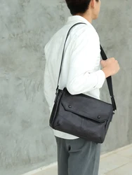 Orabird Luxury Men's Messenger Bag Crossbody Soft Genuine Leather with Flap Handbag