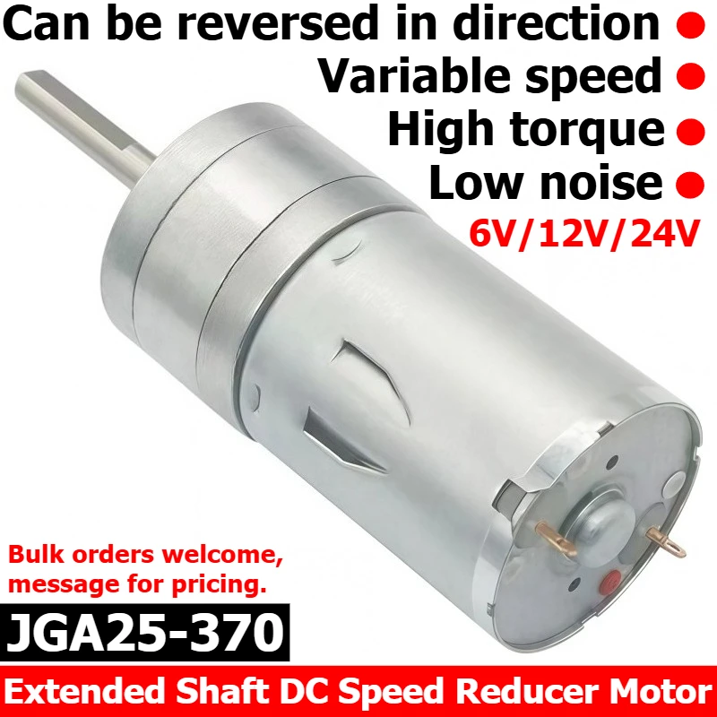 Miniature DC Speed Reduction Motor JGA25-370, with An Axle Length of 25mm, Featuring High Torque and Low Noise Operation.
