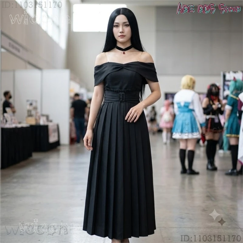 Cold Queen Crazy Clown Dark Carnival Dress Off Shoulder Full Cosplay Set, Adult Halloween Lolita Disfraz