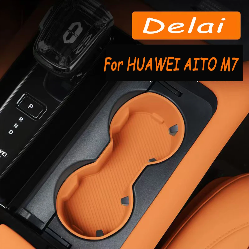 Para HUAWEI AITO M7 2023 2024 estilo de coche Control Central soporte para vasos almohadilla de silicona caja de almacenamiento accesorios modificados para automóvil