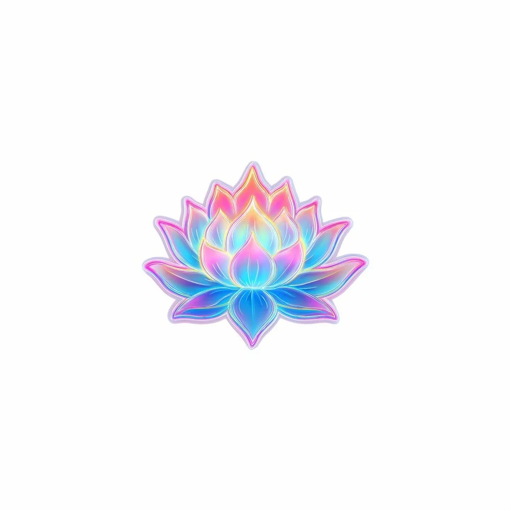 Waterproof Neon Lotus Sticker Designed for Toilet Wall Decoration in Bathrooms Gradient Visual Effect on Smooth Surfaces
