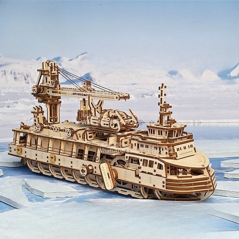 

Rich In Entertainment And FunMovable Scientific Research Ship Model Wooden Ship Model Mechanical Assembly Boys' Creative Gift