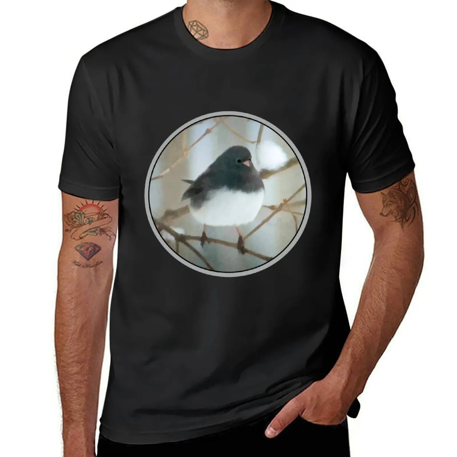 

Dark-Eyed Junco Watercolor T-Shirt oversized plus sizes cute clothes funnys men clothing