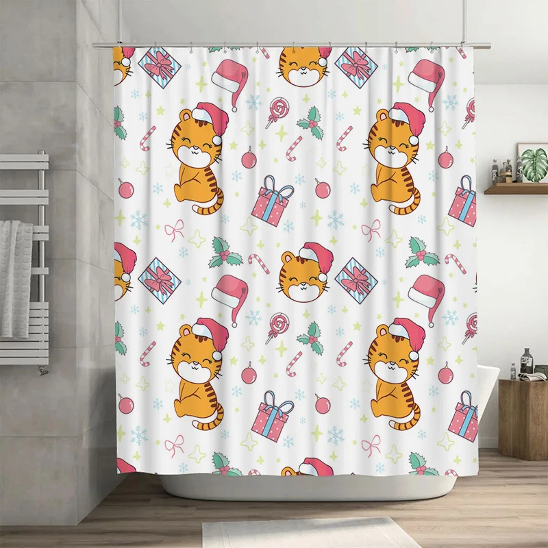 

TU милый тигр занавеска для душа мультфильм животное лес декор для ванной комнаты набор водостойкая тканевая панель винтажный домашний декор