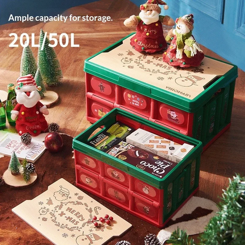 

Рождественский складной органайзер для хранения, декоративный, большой емкости, портативный, для багажника автомобиля, дома, спальни, подарок