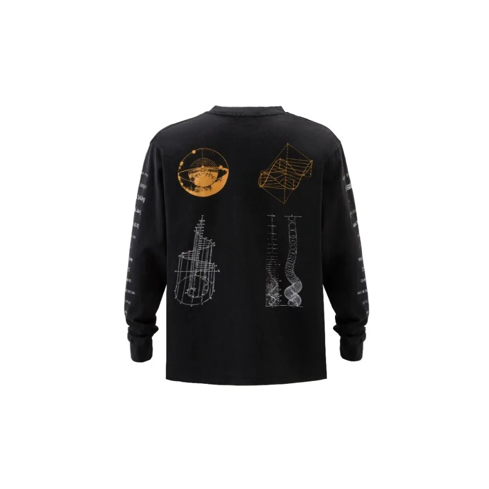 

Lmyer Undercover 10AW Archive Tees Geometric Printed Washed Used Style Long Sleeve T-Shirts for Men