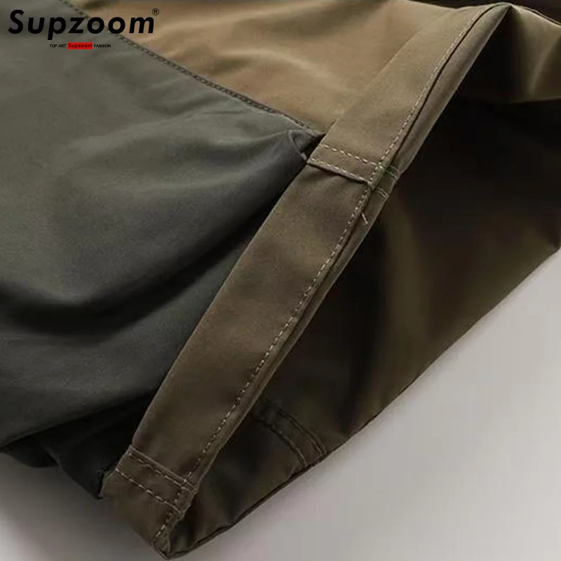 Supzoom New Arrival Top Fashion Summer Loose Casual Belt Design Cross Trendy grid Stitching Pocket Personalized Shorts Men
