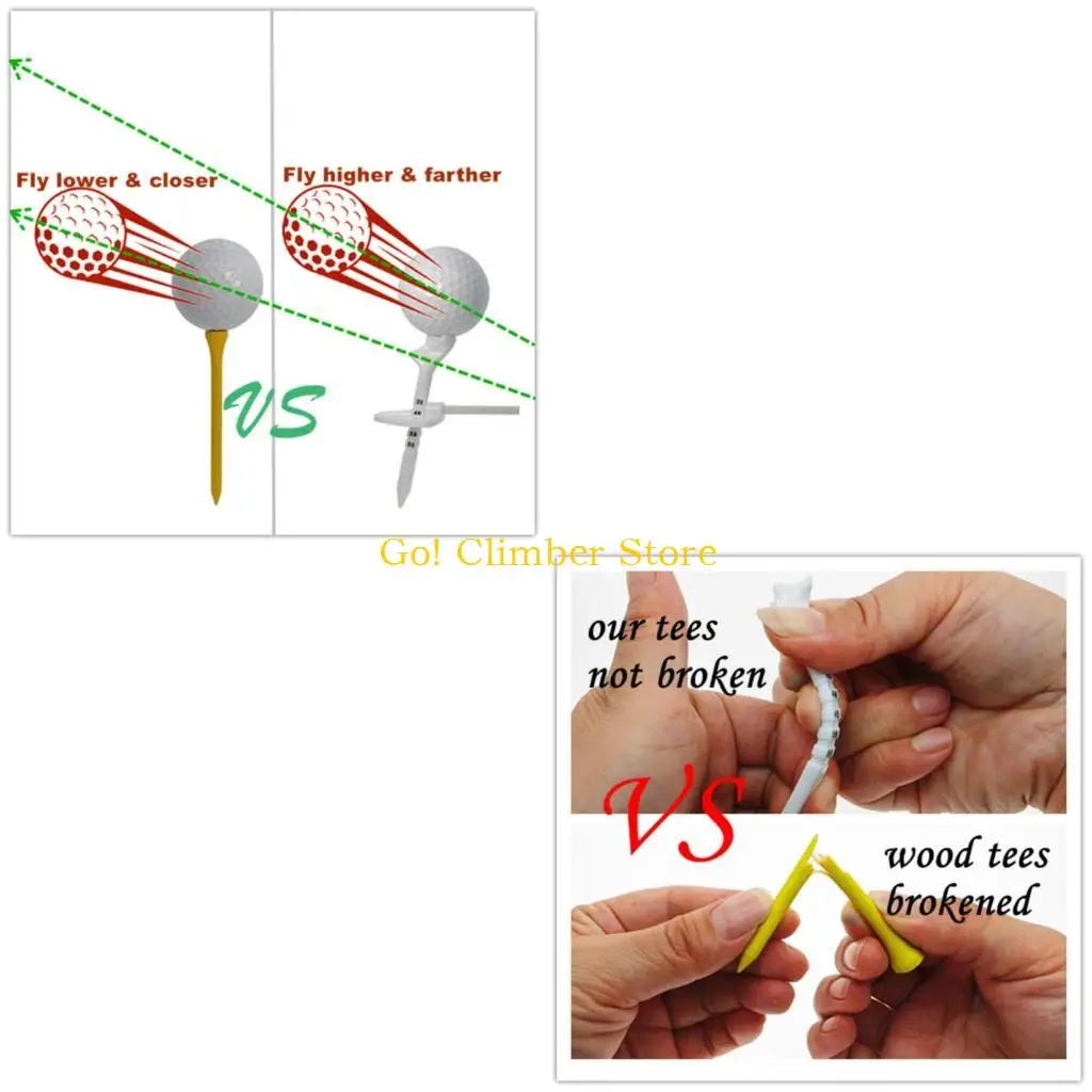 Q84C 5 Levels Adjustable Height Sturdy Golf Tees Replacement Ball Holder 10 Degree Golf Tees Practice Training Accessories