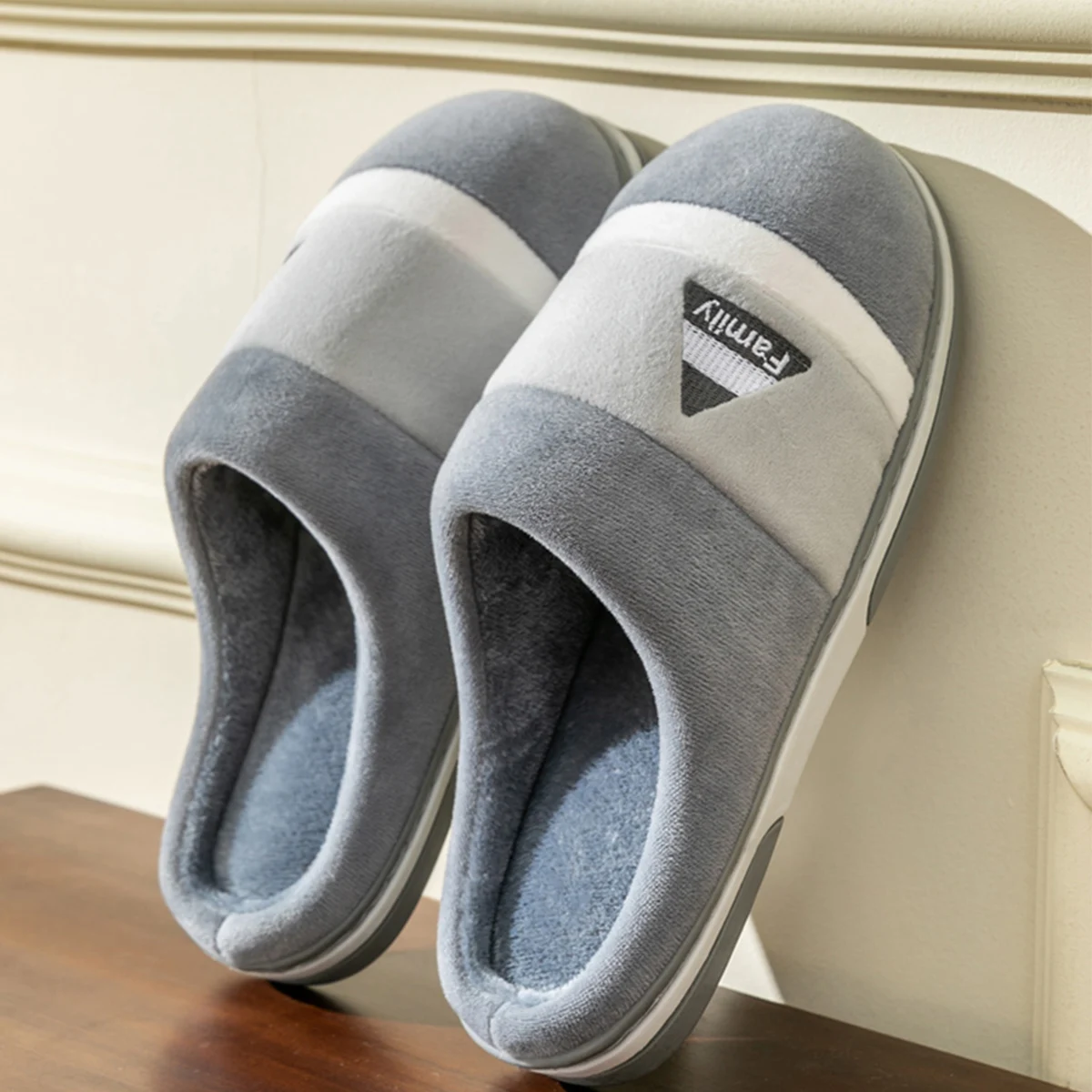 

Men's Home Cotton Slippers Autumn And Winter Indoor Floor Bedroom Non-slip Soft Bottom Comfortable Lightweight Home Warm Shoes