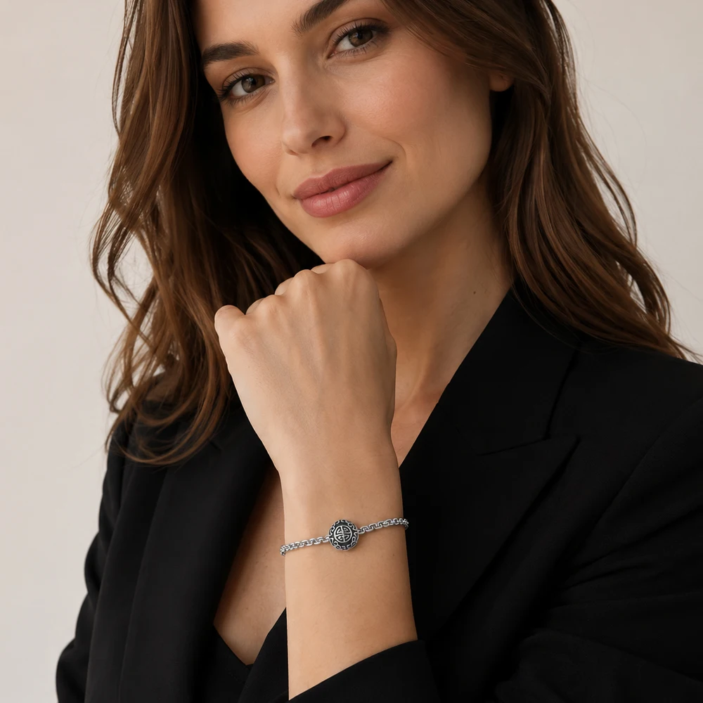 Koraliki Ethno Black 925 Sterling Silver Prezent dla kobiet Mężczyźni Karma Charms Świetne błogosławieństwo Biżuteria Akcesoria — zdjęcie 3