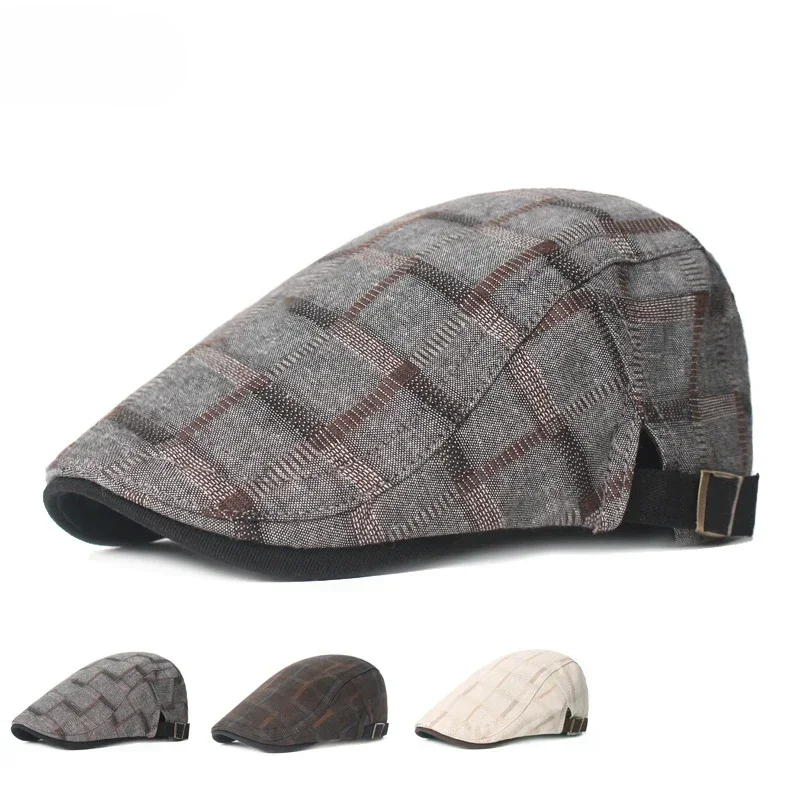 2026 New Arrival Men's Spring/Summer British Vintage Stylish Checkered Casual Painter Hat & Women's Beret Dad Visor Cap