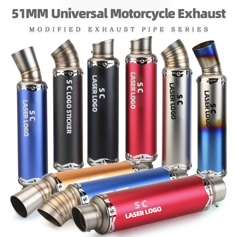 51MM Universal Stainless Steel Carbon Fiber Motorcycle sc Exhaust Muffler Pipefor Racing Motorcycle Exhaust Modify Accessories