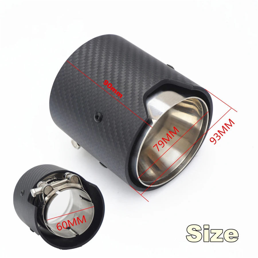 2 Pieces 60MM IN 93MM OUT Carbon Fiber Exhaust tip For M PerFormance exhaust pipe