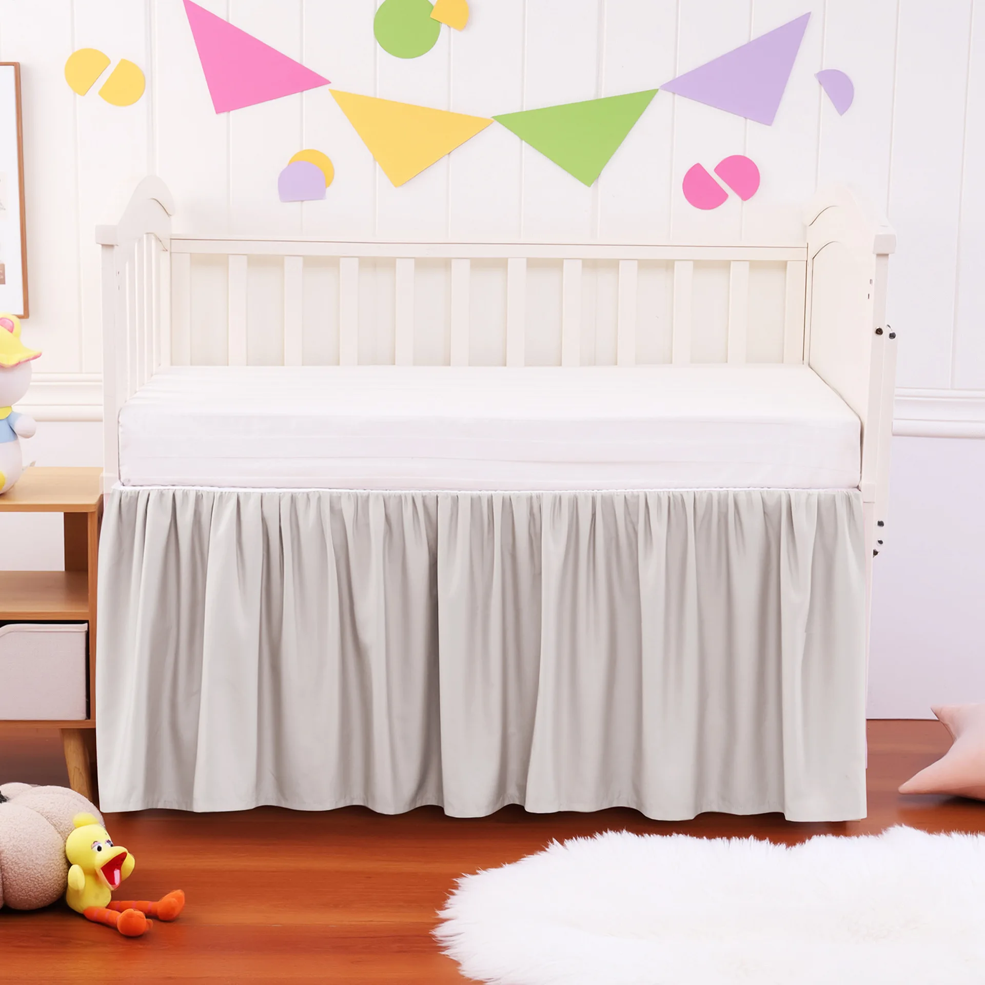 High 14 Inch Popular Two Layers Standard White Ruffled Crib Bed Skirt NurseryToddler Dust Bedspread for Boys Girls Home Sheets