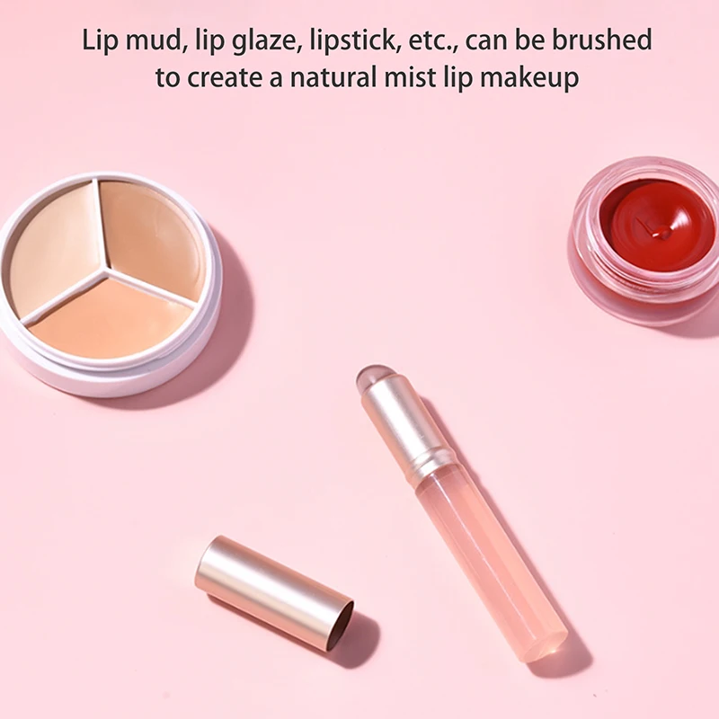 Mini Siliconen Lippenborstel Met Deksel Ronde Kop Make-Up Borstel Lippenstift Applicator Multi-Use Mini Concealer Borstel Draagbare Make-Up Tool