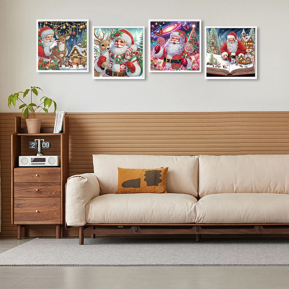 

4PCS 30x30cm Christmas 5D DIY Special Shape Crystal Partial Diamond Painting Kit (A)