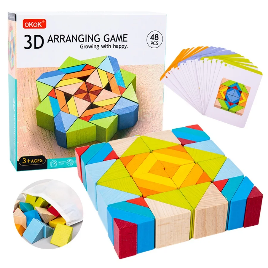 

Wooden Building Blocks Educational Toys For Children Large Size Colorful Stackable Stem Preschool Toy Boy Girl Gifts