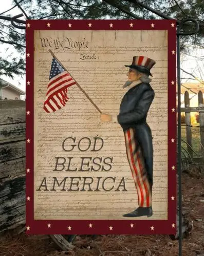 God Bless America Uncle Sam Garden Flag **  Double Sided ** Top Quality