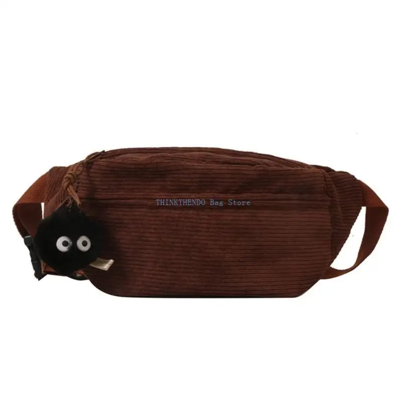 

340D Fanny Pack Corduroy Waist Bag Travel Sport Bag for Girl Women Solid Color Crossbody Waist Pack Belt Adjustable Chest Bag