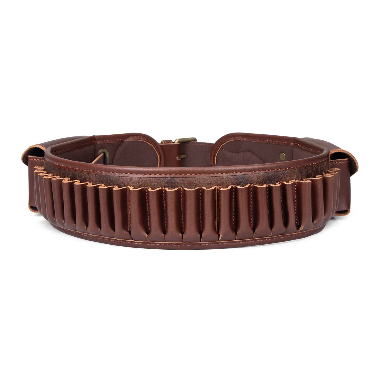 Tourbon PU & Leather 410 Gauge Ammo Shell Cartridges Belt 25 Rounds Bandolier with Pocket Brown Hunting Accessories