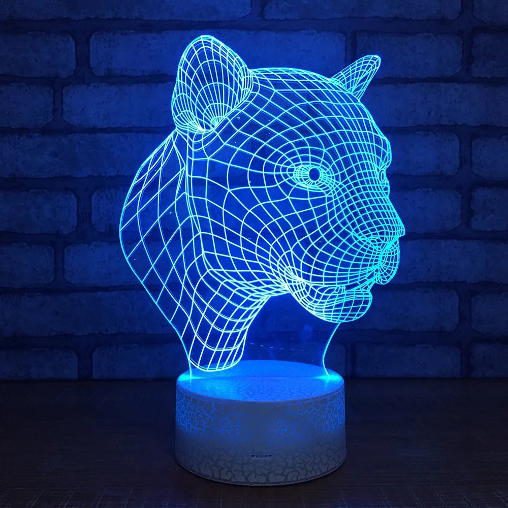 Leopard Head 3d Night Light Colorful Touch Acrylic Table 3d Lamp Led Bedside Christmas Gift Children's Toys Usb Led 3d Light