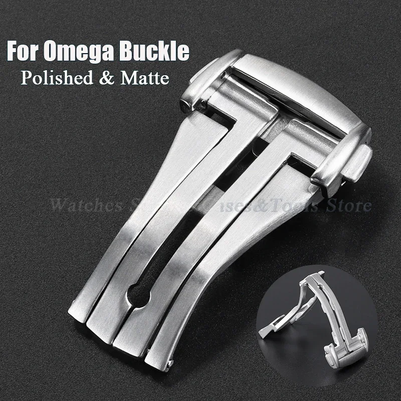 20mm Folding Buckle for Omega 316L Stainless Steel Buckle Leather Band Metal Matte Polished Deployment Clasp Button Accessories