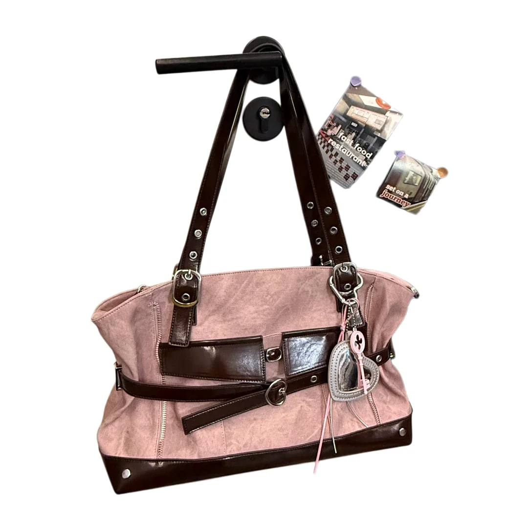 Korean Spring Armpit Large-capacity Polishing Locomotive Style Spice Girl Big Tote Exquisite Simple Leisure Personality Trend
