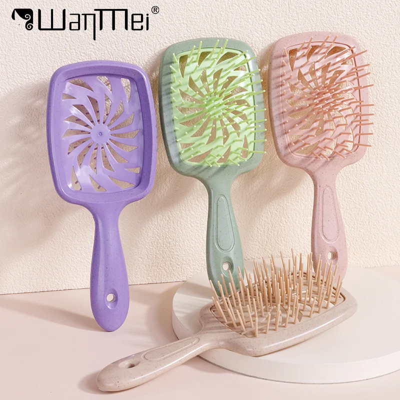 1 Uds. Cepillo de pelo con cojín de aire, paja de trigo, peine para masaje del cuero cabelludo enredado, molino de viento hueco, cepillo para el pelo antiestático, herramienta de estilismo de salón