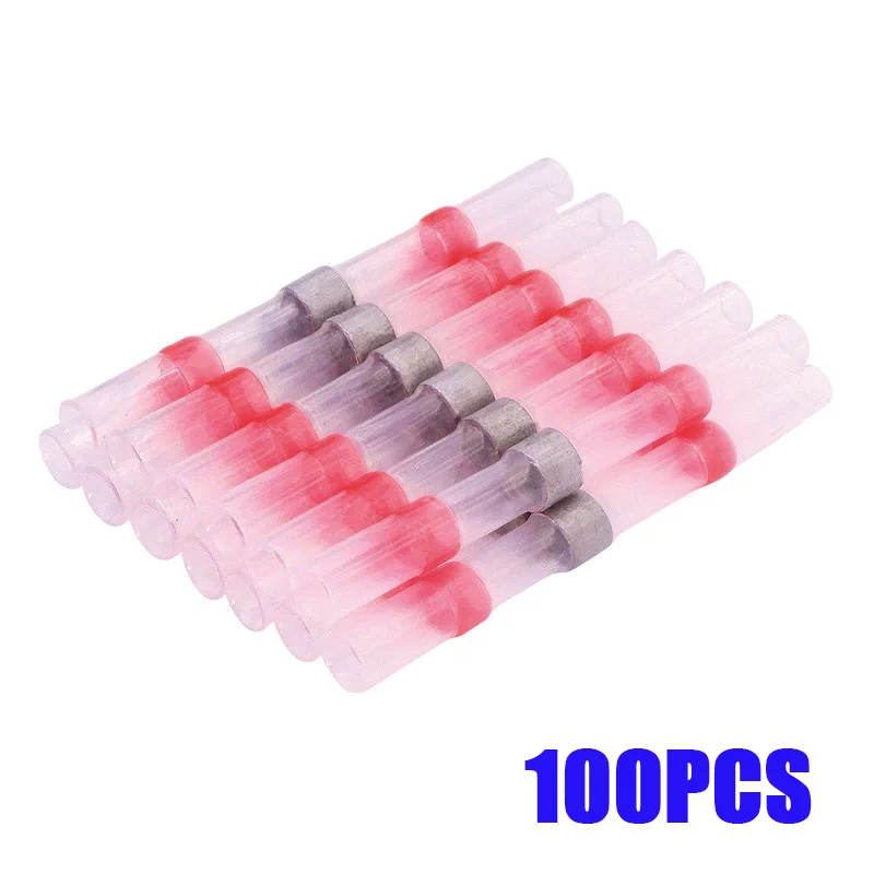 

100PCS AWG22-18 Solder Seal Wire Connectors 3:1 Heat Shrink Insulated Electrical Wires Terminals Butt Splice Waterproof