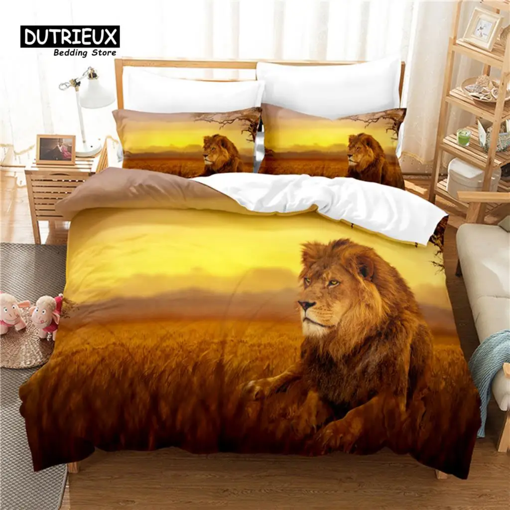 

Lion Duvet Cover Set, Fashion Bedding Set, Soft Comfortable Breathable Duvet Cover, For Bedroom Guest Room Decor