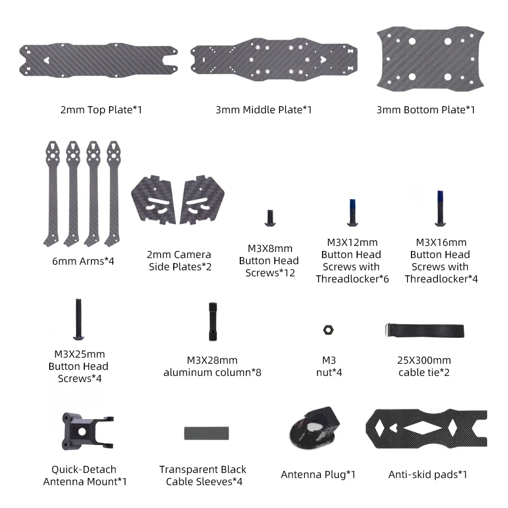 HGLRC MY7 7 inch frame 335 mm wielbasis met 6 mm armdikte voor RC Freestyle Racing Drone