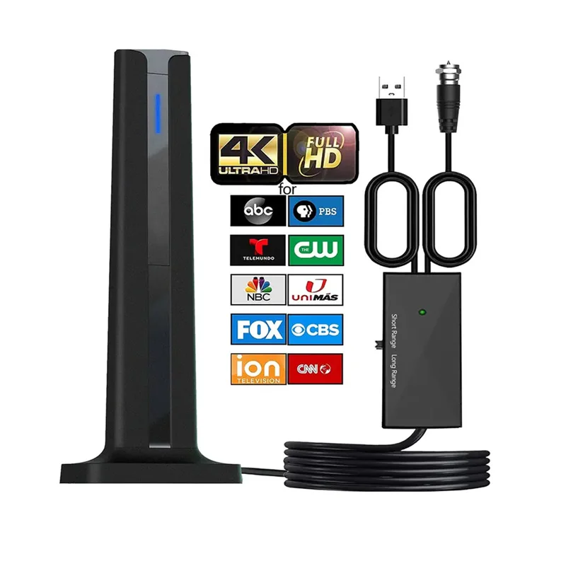 Indoor TV antenna with a range of 420+miles, high-definition TV antenna 4K full HD compatible with optimal power amplifier and s