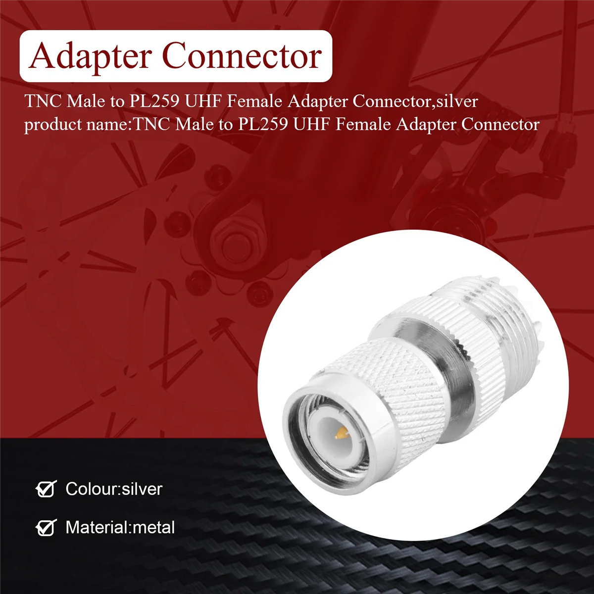 Atividade TNC Macho para PL259 UHF Fêmea Adaptador Conector, prata
