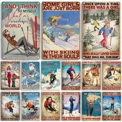 ARTISIAN Classic Skiing Metal Poster Vintage Sport Metal Tin Sign Wall Plate Man Cave Home Club Metal Plaque Industrial Decor