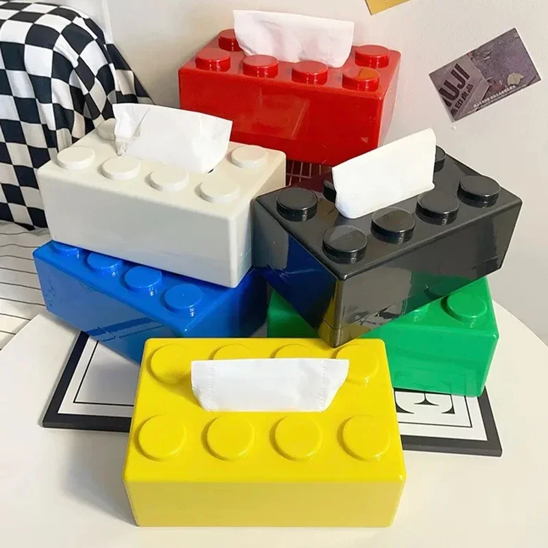 Spring Building Block Tissue Box Wall-mounted Paper Holder Bathroom Waterproof Face Towel Storage Box Punch-free Tissue Boxes