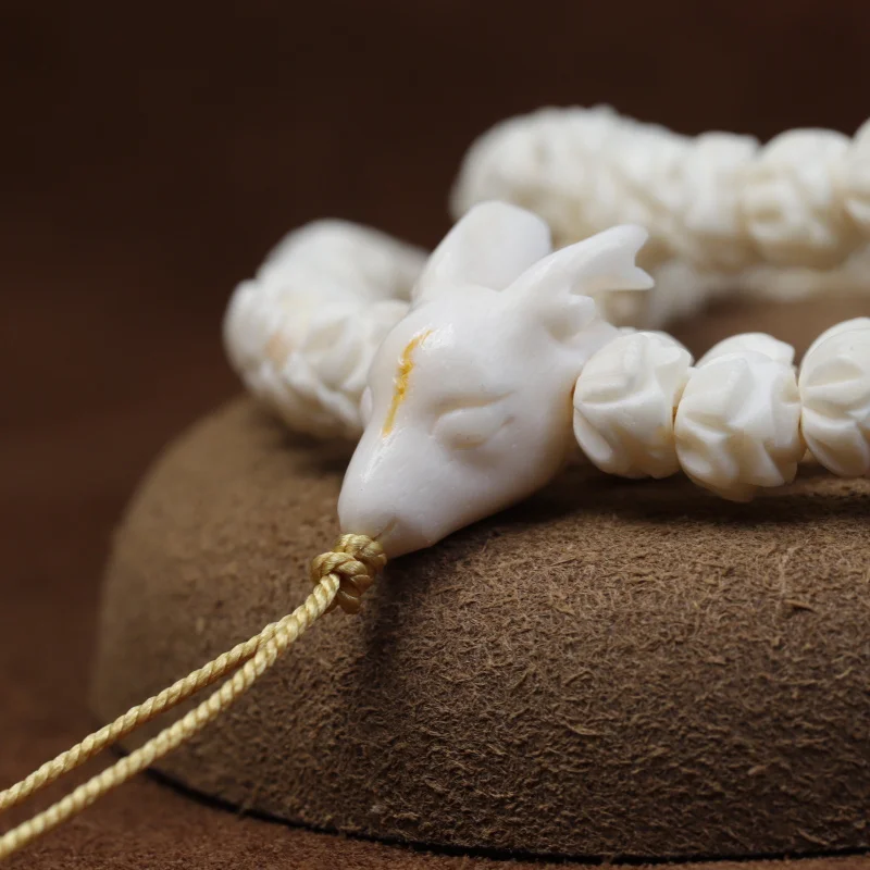 Natural Antlers108 Multi-Wrap Bracelet Men and Women Tibetan Style Prayer Beads Retro Tooth Bone Angle Crafts Neck