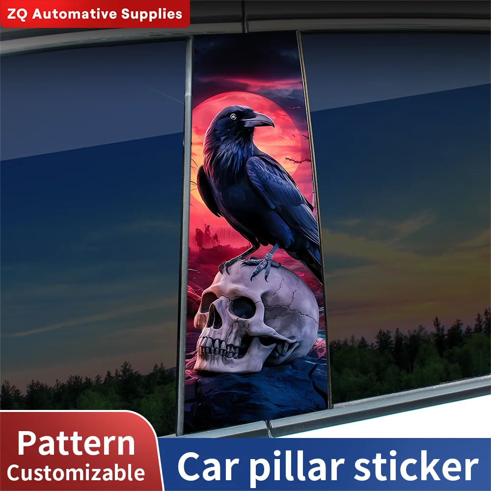 

Skull Crow Car Stickers Car B-pillar Vinyl Decal Waterproof Auto Center Pillar Sticker Cover Scratches Vehicle Decor Accessories