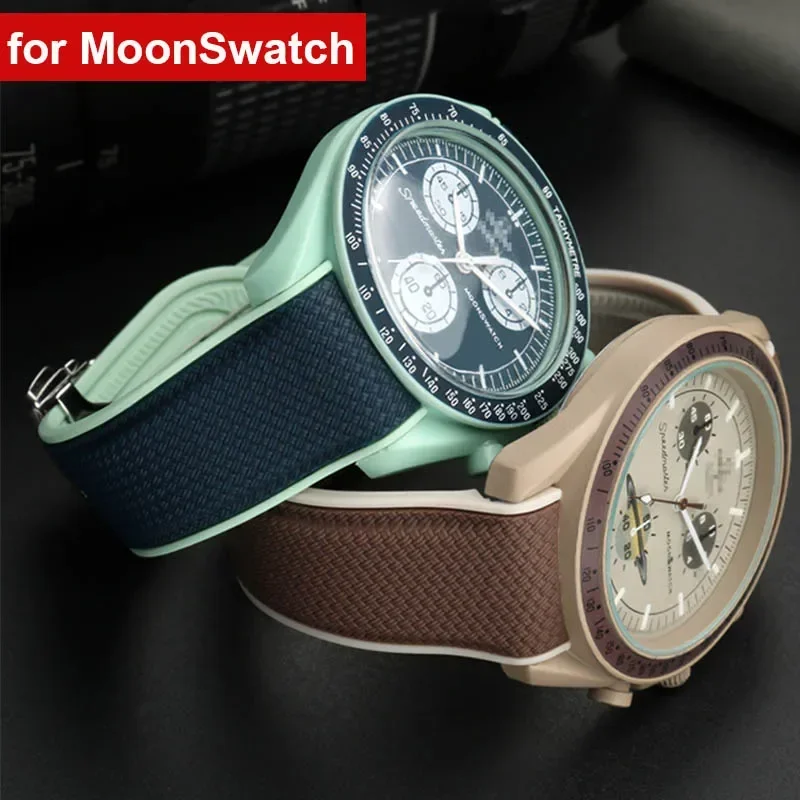 

Ремешок с изогнутым концом 20 мм для Omega X Swatch Joint MoonSwatch Sport, силиконовая резина, складная пряжка, ремешок для часов Seamaster 300
