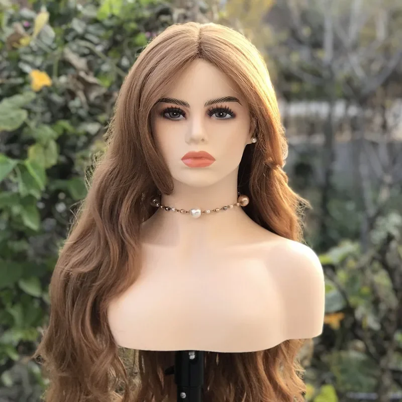 Cabeza de maniquí femenino realista con hombros, cabezas de muñeca de plástico para pelucas, pendientes, sombrero, exhibición de gafas de sol