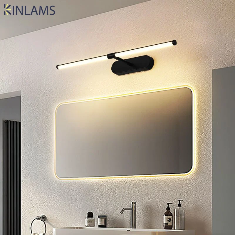 LED Bathroom Mirror Headlight Simple Waterproof Anti Fog Free Punching Bathroom Mirror Cabinet Cosmetic Mirror Long Lamp