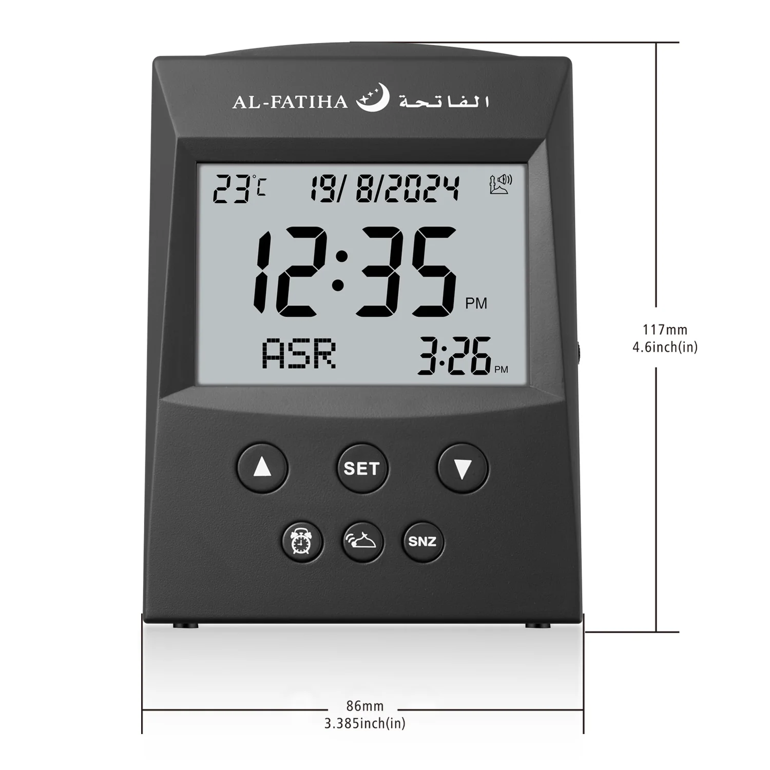 2025 New Arrival Digital Azan LCD Desk Table Clock Muslim Athan Watch AL FAJR Reminder Hijri Gregorian Calendar Islamic Mosque