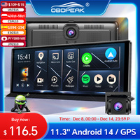 K60 Pro Rearview DVR Android 14 DashCam Wireless CarPlay Android Auto Dual Lens 1080P Video Recorder GPS Navigation WIFI Reverse