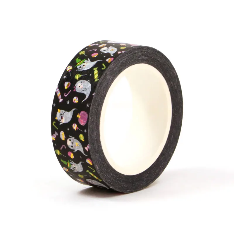 1X 10M Deco Linda lámina dorada Halloween fantasma caramelo Washi Tape para planificador Scrapbooking cinta adhesiva papelería diario proveedores