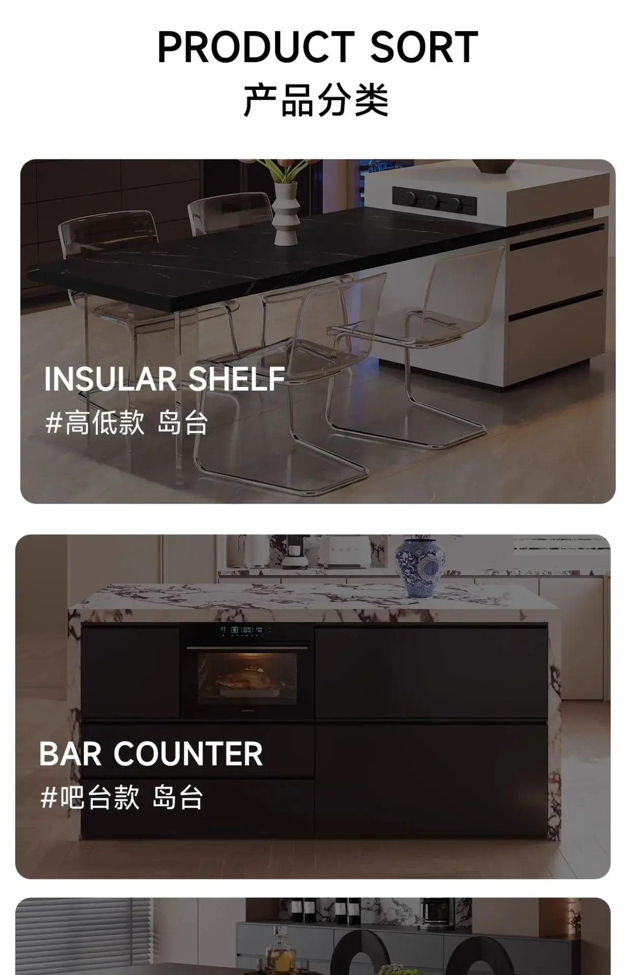 small household modern minimalist open kitchen