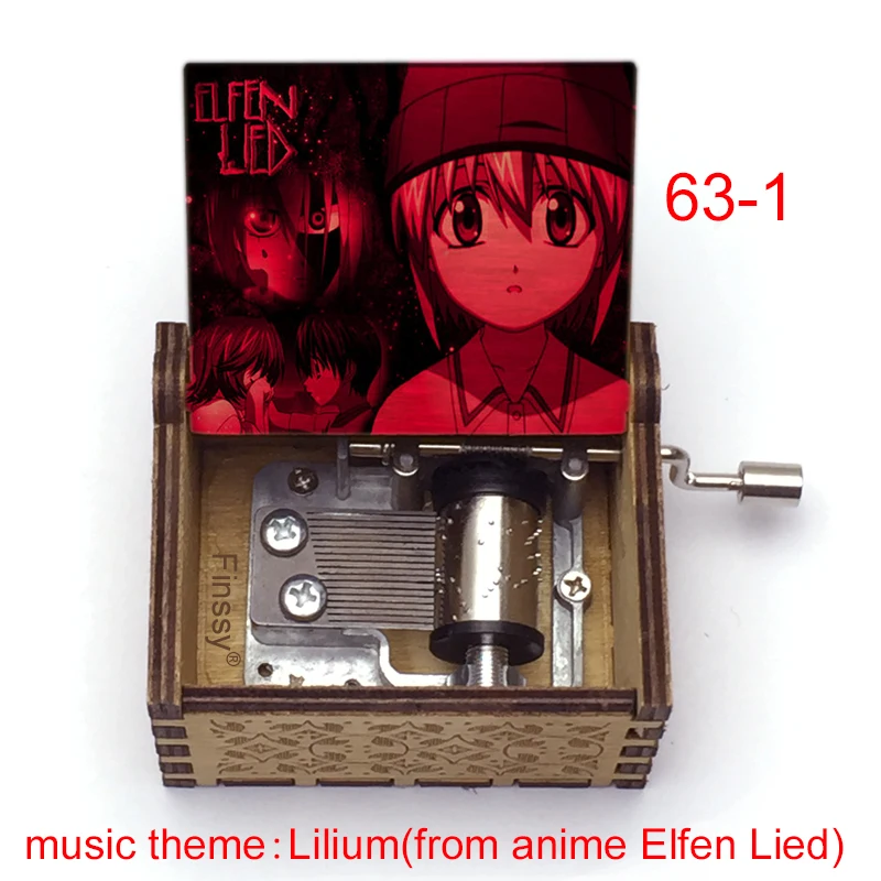 Kreative farbe drucken anime Elfen Lied musik thema Lilium lucy drucken 18-Hinweis Holz Musical Box Musik Spielzeug für kinder mädchen freunde