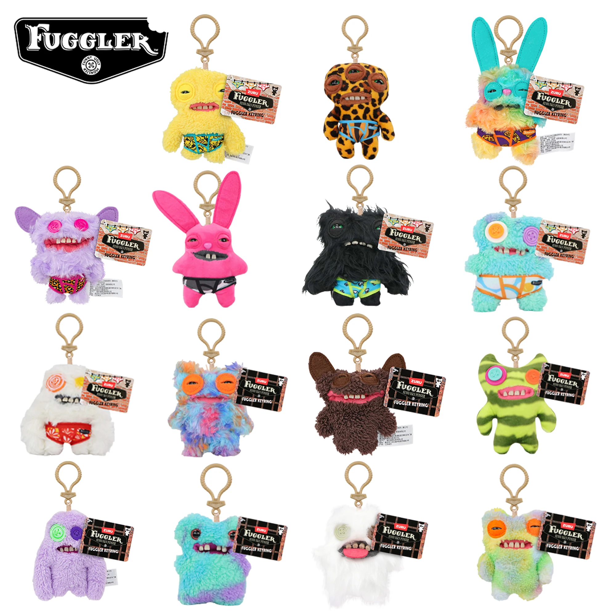 Porte-clés en peluche Fuggler de 11 cm, monstre amusant et moche, poupée Fugg Kawaii, lapins monstres, poupées en peluche mignonnes, pendentifs, cadeaux