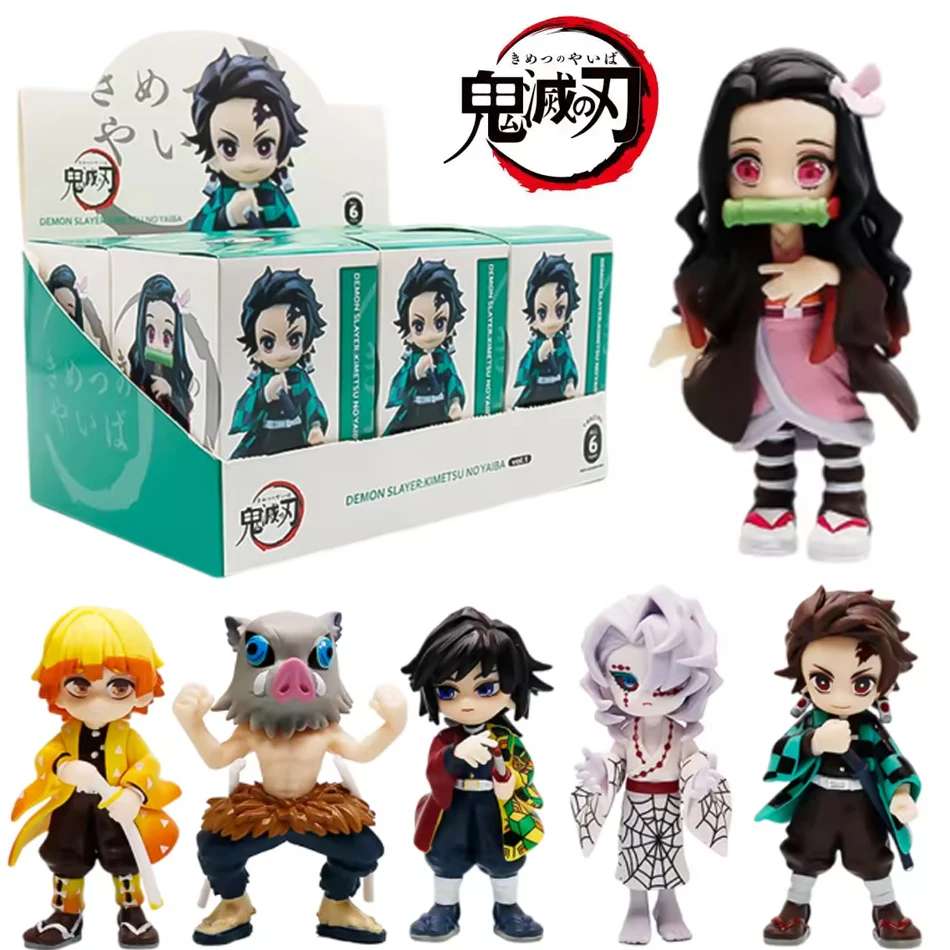 

6pcs Anime Demon Slayer Figure Tanjiro Kamado Nezuko Anime Blind Box Toys PVC Model Ornament child Birthday Christmas Gifts